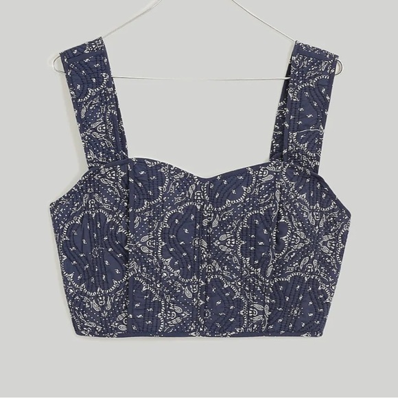 Madewell Quilted Sweetheart Crop Top Size 2 - Picture 4 of 16